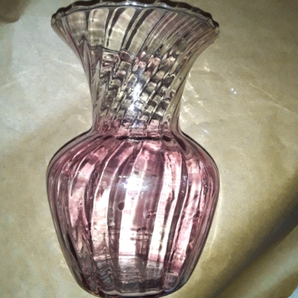 Clear Pinkish Glass Vase